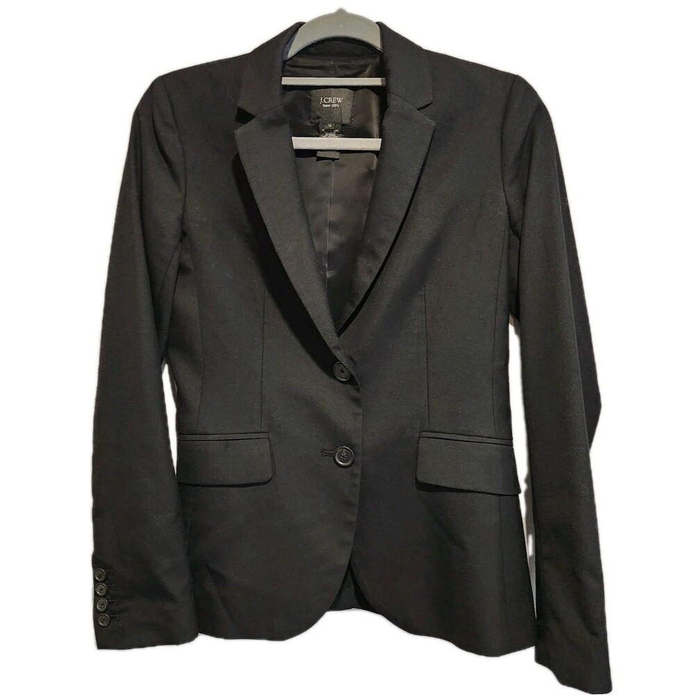 J. Crew Super 120’s Black Wool Blazer Women's Size 0 Academia Preppy